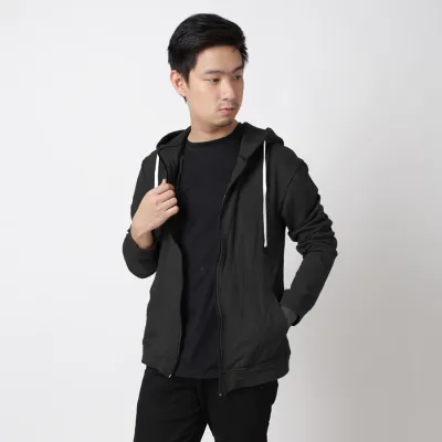 HOODIE TERRY  Hoodie Pria Polos Jaket Terry Zipper Sweater Murah Hitam 3 hlpls_hoodie_terry_hx2