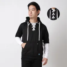 JUMPER Timo Jumper Hoodie Fleece with Shoe Laces Knot Hitam