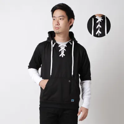 JUMPER Timo Jumper Hoodie Fleece with Shoe Laces Knot Hitam 1 hlpls_jumper_tali_sepatu_hx0