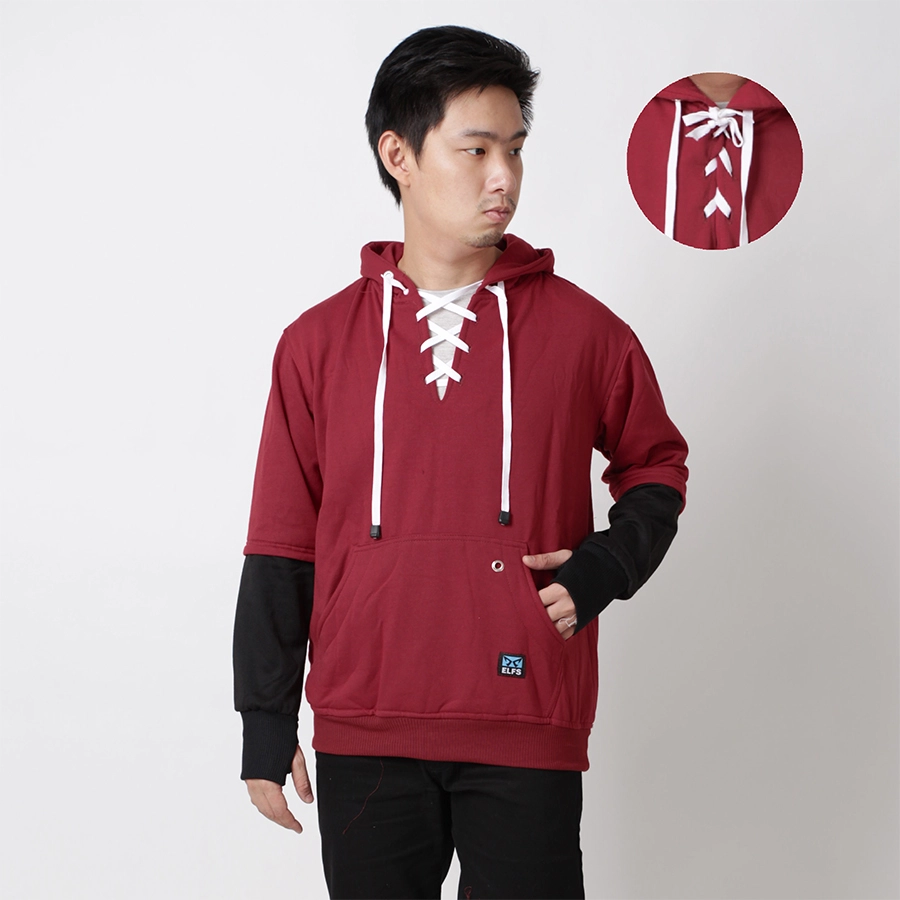 JUMPER Timo Jumper Hoodie Fleece with Shoe Laces Knot Marun 1 hlpls_jumper_tali_sepatu_mo0