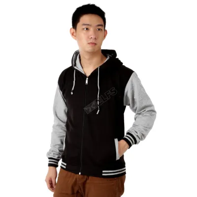 HOODIE & JAKET FLEECE Jaket Hoodie Fleece Lengan Kantong Abu Muda Hitam 1 hlpls_lengan_kantong_abumuda_hx_0_copy