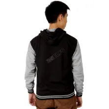 HOODIE & JAKET FLEECE Jaket Hoodie Fleece Lengan Kantong Abu Muda Hitam