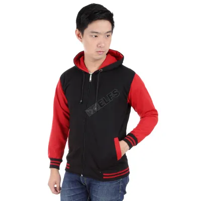 HOODIE & JAKET FLEECE Jaket Hoodie Fleece Lengan Merah Hitam 1 hlpls_lengan_merah_hx_0