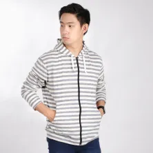 HOODIE TERRY  Hoodie Pria Salur Jaket Terry Zipper Sweater Murah 01 Abu Muda