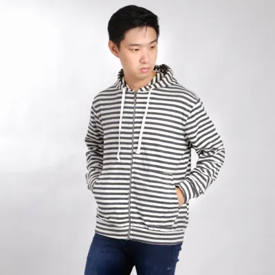 HOODIE TERRY  Hoodie Pria Salur Jaket Terry Zipper Sweater Murah 02 Abu Tua 1 hlpls_salur_02_at0