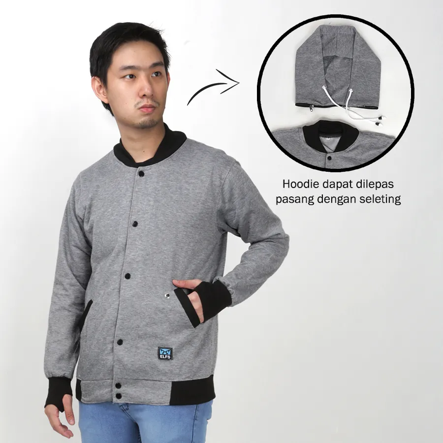 Elfs Vanko 2in1 Varsity Hoodie Fleece Jacket Abu Muda HOODIE