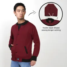 HOODIE & JAKET FLEECE Elfs  Vanko 2in1 Varsity Hoodie Fleece Jacket Maroon