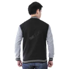 JAKET VARSITY Jaket Pria Baseball Varsity Lengan Abu Muda Hitam