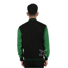 JAKET VARSITY Jaket Pria Baseball Varsity Resleting Lengan Hijau Hitam