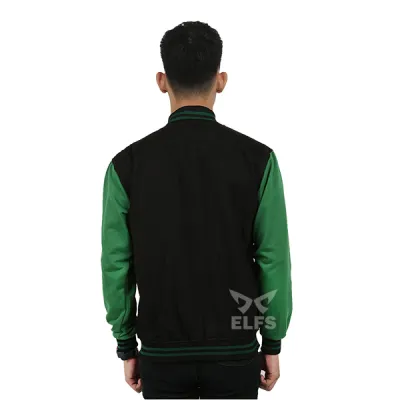 JAKET VARSITY Jaket Pria Baseball Varsity Resleting Lengan Hijau Hitam 2 hlpls_varsity_resleting_lengan_hijau_hx_1