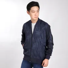 JAKET BOMBER Jaket Bomber Waterproof Loreng Streetwear Biru Dongker