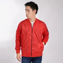 JAKET BOMBER Jaket Bomber Waterproof Loreng Streetwear Merah