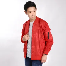 JAKET BOMBER Jaket Bomber Waterproof Loreng Streetwear Merah