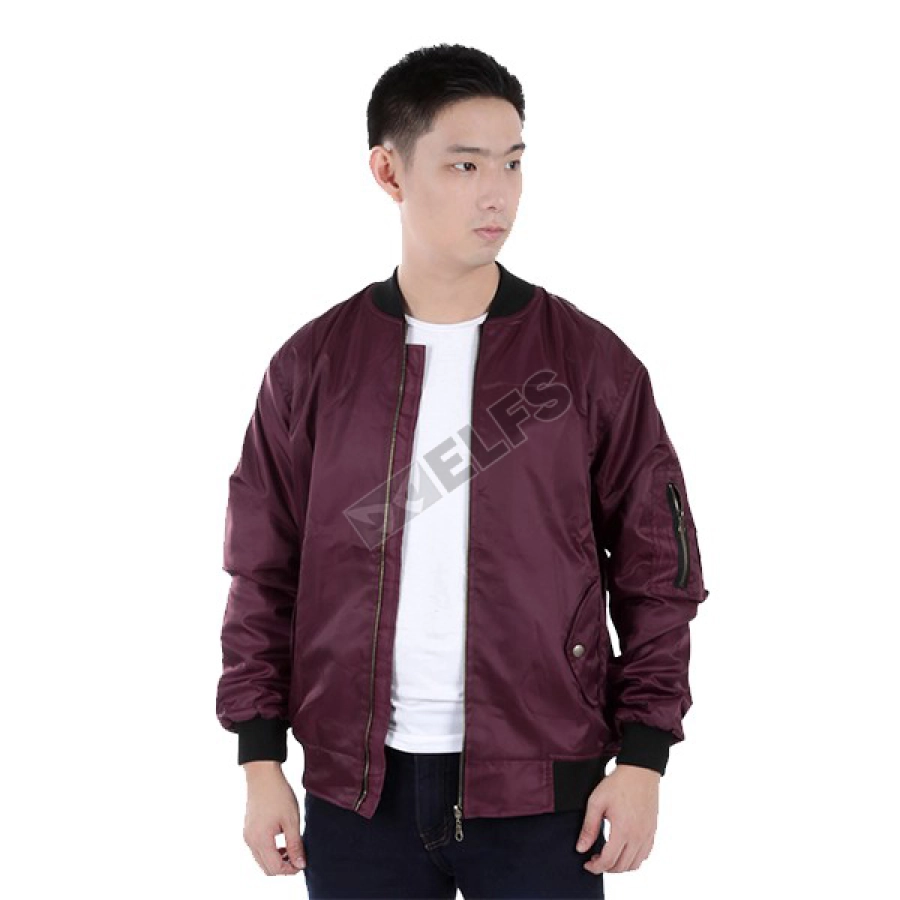Jaket Bomber Waterproof 175D14 Maroon JAKET BOMBER ELFS SHOP