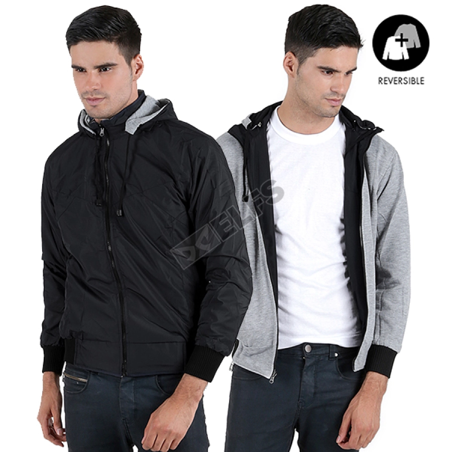 JAKET REVERSIBLE Jaket Hoodie Reverseable Parasut Fleece Abu Muda Hitam 1 hlpsp_reverseable_parasut_fleece_abu_muda_hx_00