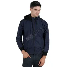 JAKET REVERSIBLE Jaket Hoodie Reverseable Parasut Fleece Hitam Biru Dongker