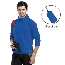 JAKET TRAINING Jaket Pria Lipat Parasut Water Resistant Simple Biru Tua