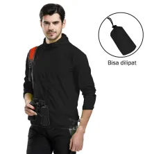 JAKET TRAINING Jaket Pria Lipat Parasut Water Resistant Simple Hiitam