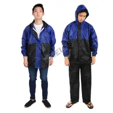 JAS HUJAN Jas Hujan Setelan jaket raincoat Kombinasi Biru Tua