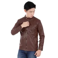 JAKET JEANS & KULIT Jaket Kulit Polos Coklat Muda