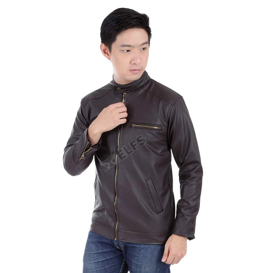 JAKET JEANS & KULIT Jaket Kulit Polos Coklat Tua 1 jlk_kulit_ct_0