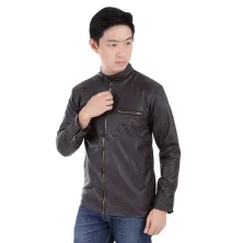 JAKET JEANS & KULIT Jaket Kulit Polos Coklat Tua