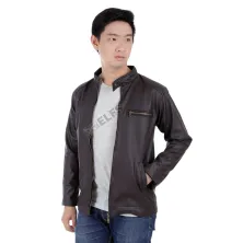 JAKET JEANS & KULIT Jaket Kulit Polos Coklat Tua