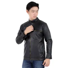 JAKET JEANS & KULIT Jaket Kulit Polos Hitam