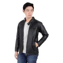 JAKET JEANS & KULIT Jaket Kulit Polos Hitam