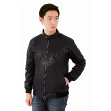 JAKET JEANS & KULIT Jaket Kulit Lengan Karet Hitam