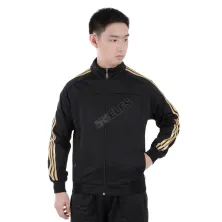 JAKET TRAINING Jaket Training Olahraga Fullzip Stripe Emas 105D12 Hitam