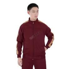 JAKET TRAINING Jaket Training Olahraga Fullzip Stripe Emas 105D12 Maroon