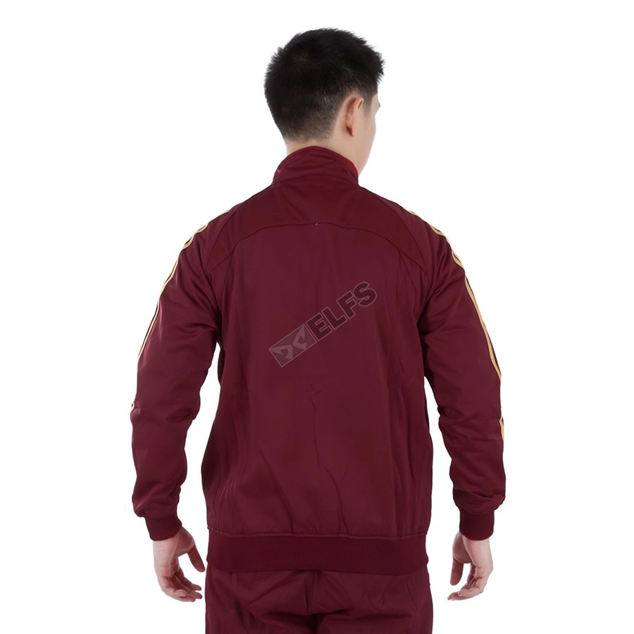 JAKET TRAINING Jaket Training Olahraga Fullzip Stripe Emas 105D12 Maroon 2 jtl_poly_stripe_emas_105d12_mo_1