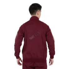 JAKET TRAINING Jaket Training Olahraga Fullzip Stripe Emas 105D12 Maroon