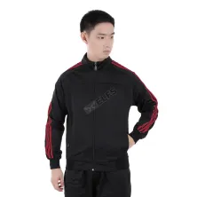 JAKET TRAINING Jaket Training Olahraga Fullzip Stripe Merah 105D12 Hitam