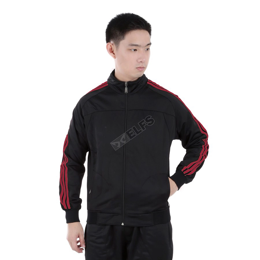 JAKET TRAINING Jaket Training Olahraga Fullzip Stripe Merah 105D12 Hitam 1 jtl_poly_stripe_merah_105d12_hx_0