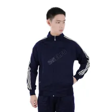 JAKET TRAINING Jaket Training Olahraga Fullzip Stripe Silver 105D12 Biru Dongker