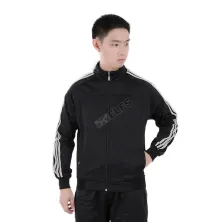 JAKET TRAINING Jaket Training Olahraga Fullzip Stripe Silver 105D12 Hitam