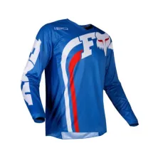 JERSEY Jersey Motorcross MTB lengan panjang FOX Kaos Sepeda Dryfit Biru Tua