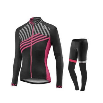 JERSEY Setelan Jersey Sepeda Wanita LIV Lengan Panjang + Celana Padding MTB Roadbike 01 Pink Tua 1 jyt_set_sepeda_cewe_pants_01_pt0