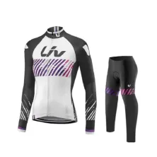 JERSEY Setelan Jersey Sepeda Wanita LIV Lengan Panjang  Celana Padding MTB Roadbike 03 Putih