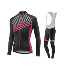 JERSEY Setelan Jersey Sepeda Wanita LIV Lengan Panjang  Celana Bib MTB Roadbike 01 Pink Tua