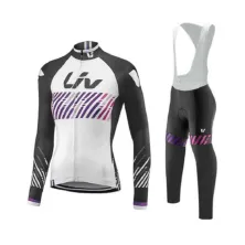 JERSEY Setelan Jersey Sepeda Wanita LIV Lengan Panjang  Celana Bib MTB Roadbike 03 Putih