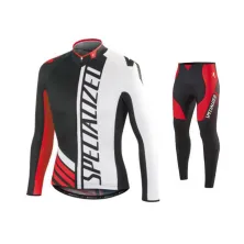 JERSEY Setelan Jersey Sepeda Specialized Lengan Panjang  Celana Padding MTB Roadbike 01 Putih