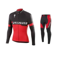 JERSEY Setelan Jersey Sepeda Specialized Lengan Panjang  Celana Padding MTB Roadbike 04 Hitam