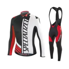 JERSEY Setelan Jersey Sepeda Specialized Lengan Panjang  Celana Bib MTB Roadbike 01 Putih