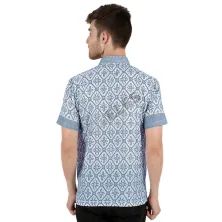 KEMEJA BATIK PENDEK Kemeja Batik Pendek Katun 5E17012 Biru Muda