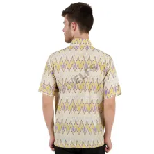 KEMEJA BATIK PENDEK Kemeja Batik Pendek Katun 5E17016 Kuning Muda