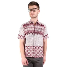 KEMEJA BATIK PENDEK Kemeja Batik Pendek Katun 5F17006 Merah Cabe