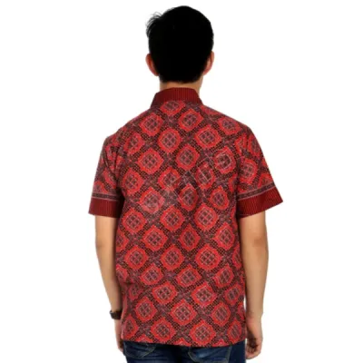 KEMEJA BATIK PENDEK Kemeja Batik Pendek Katun 5JA3 Merah Cabe 2 kfbd_batik_katun_5ja3_mc_1